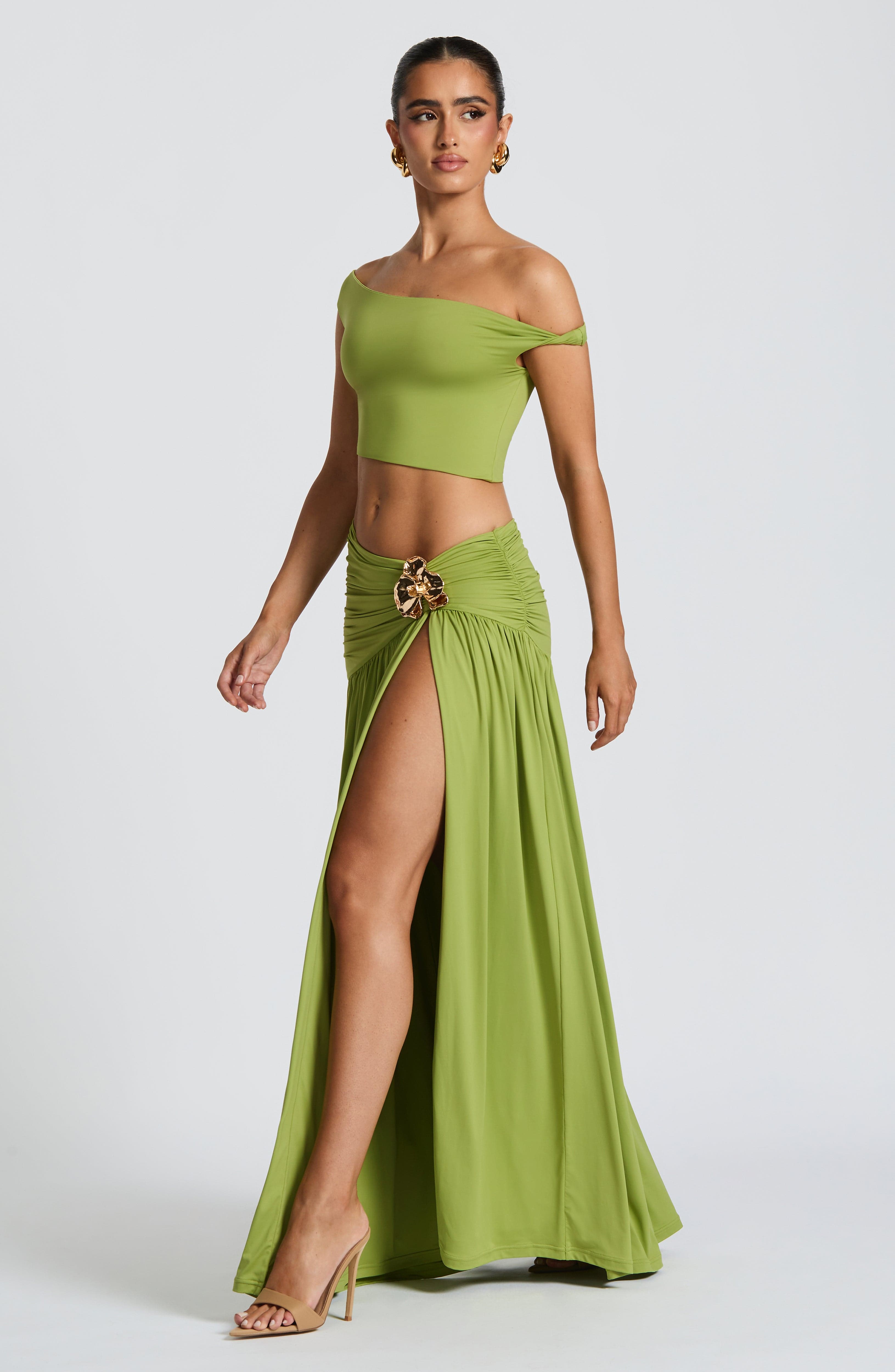 Saira Maxi Skirt - Olive - Napalia