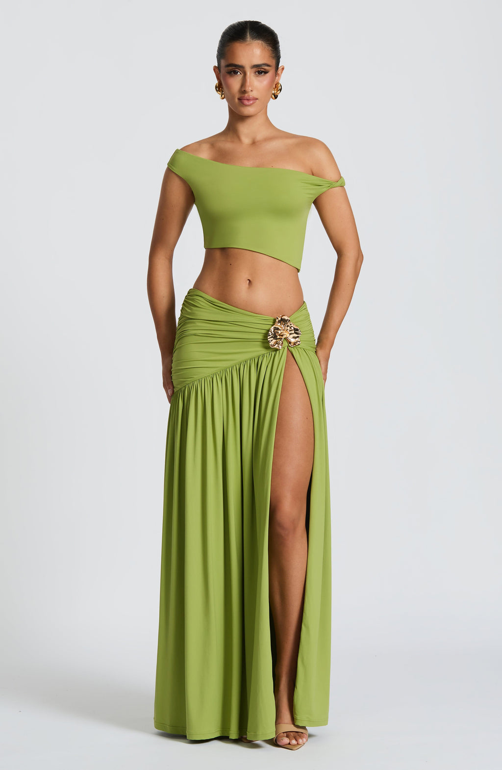 Saira Maxi Skirt - Olive - Napalia