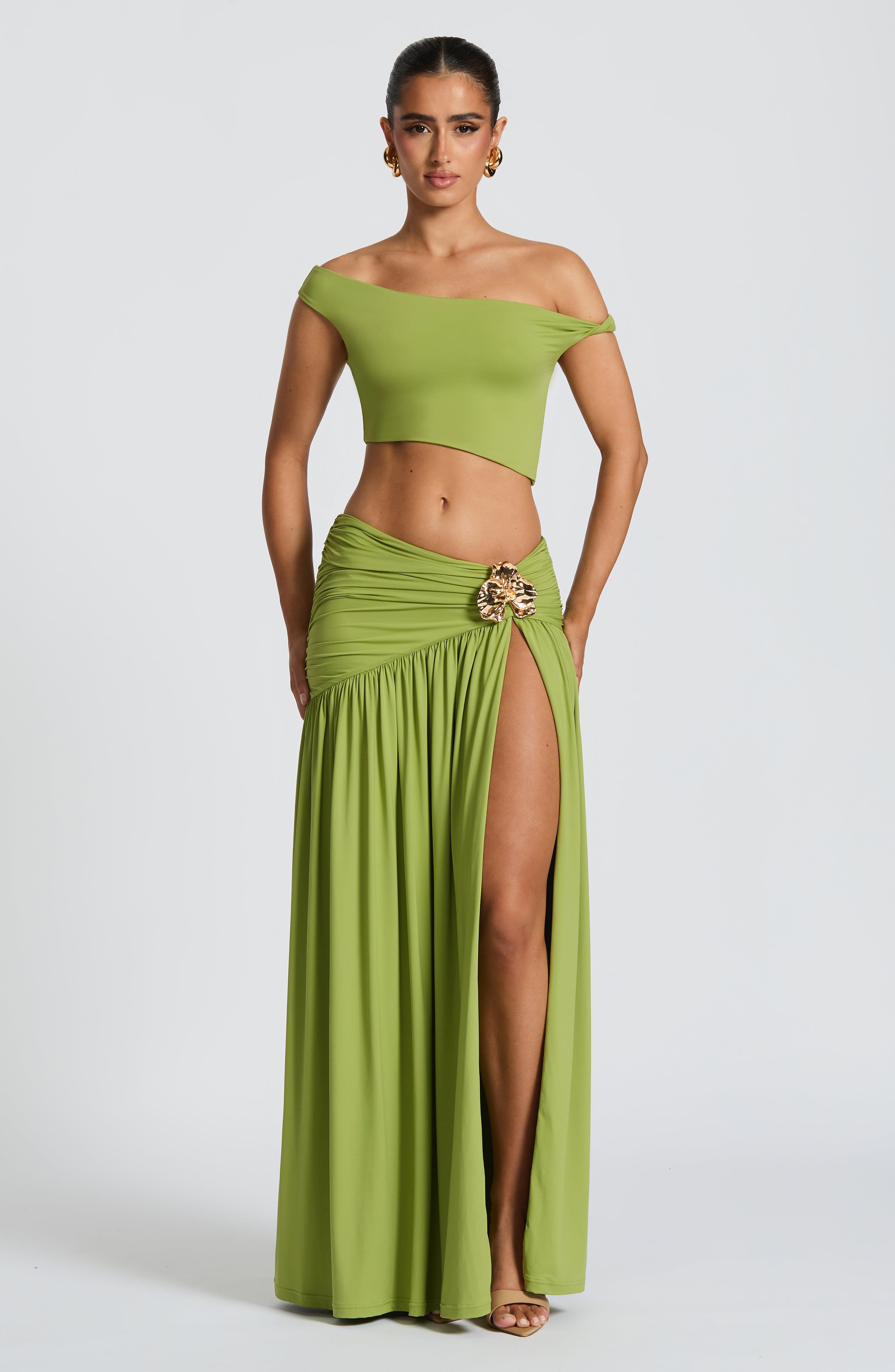 Saira Maxi Skirt - Olive - Napalia