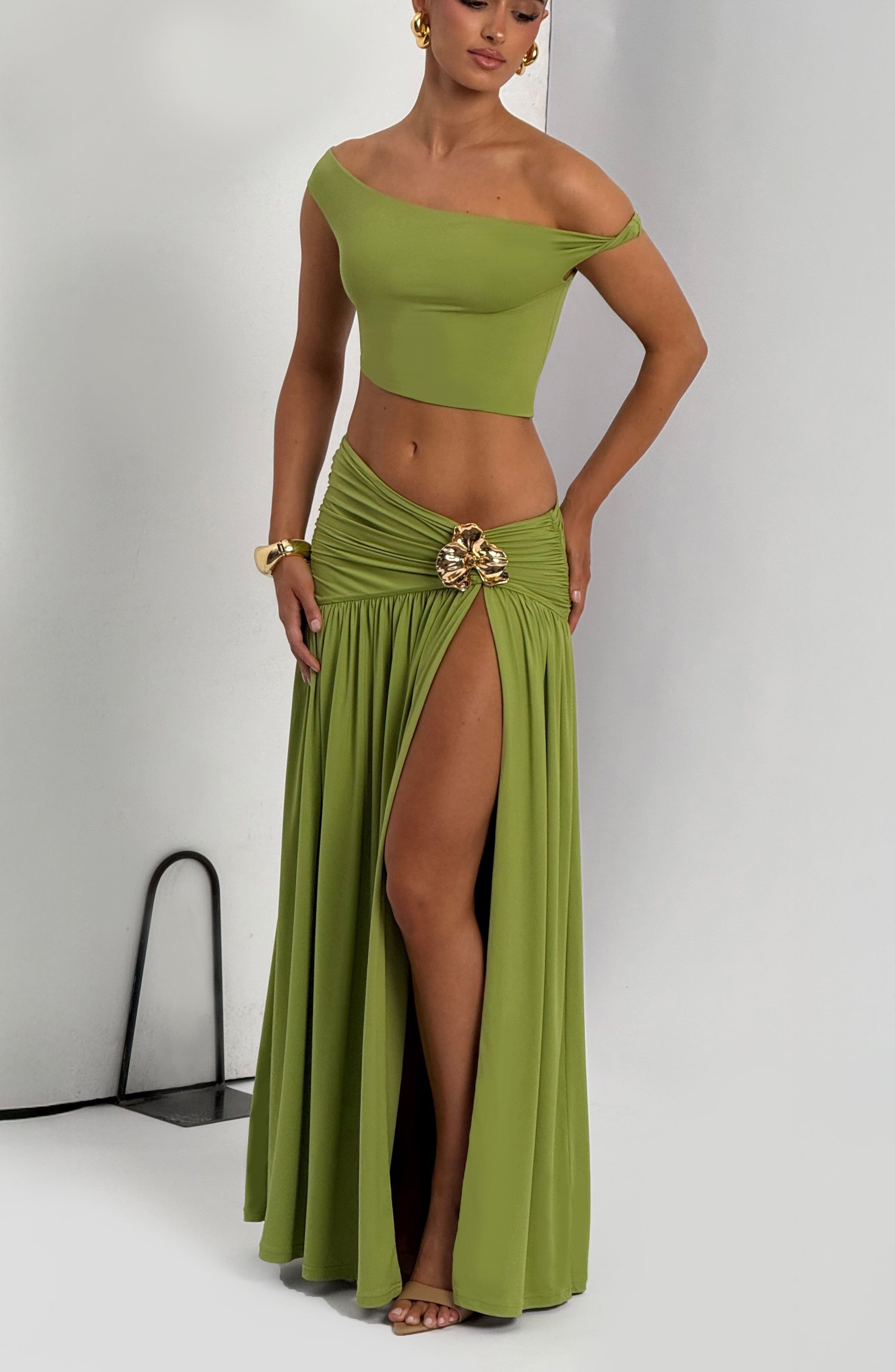 Saira Maxi Skirt - Olive - Napalia