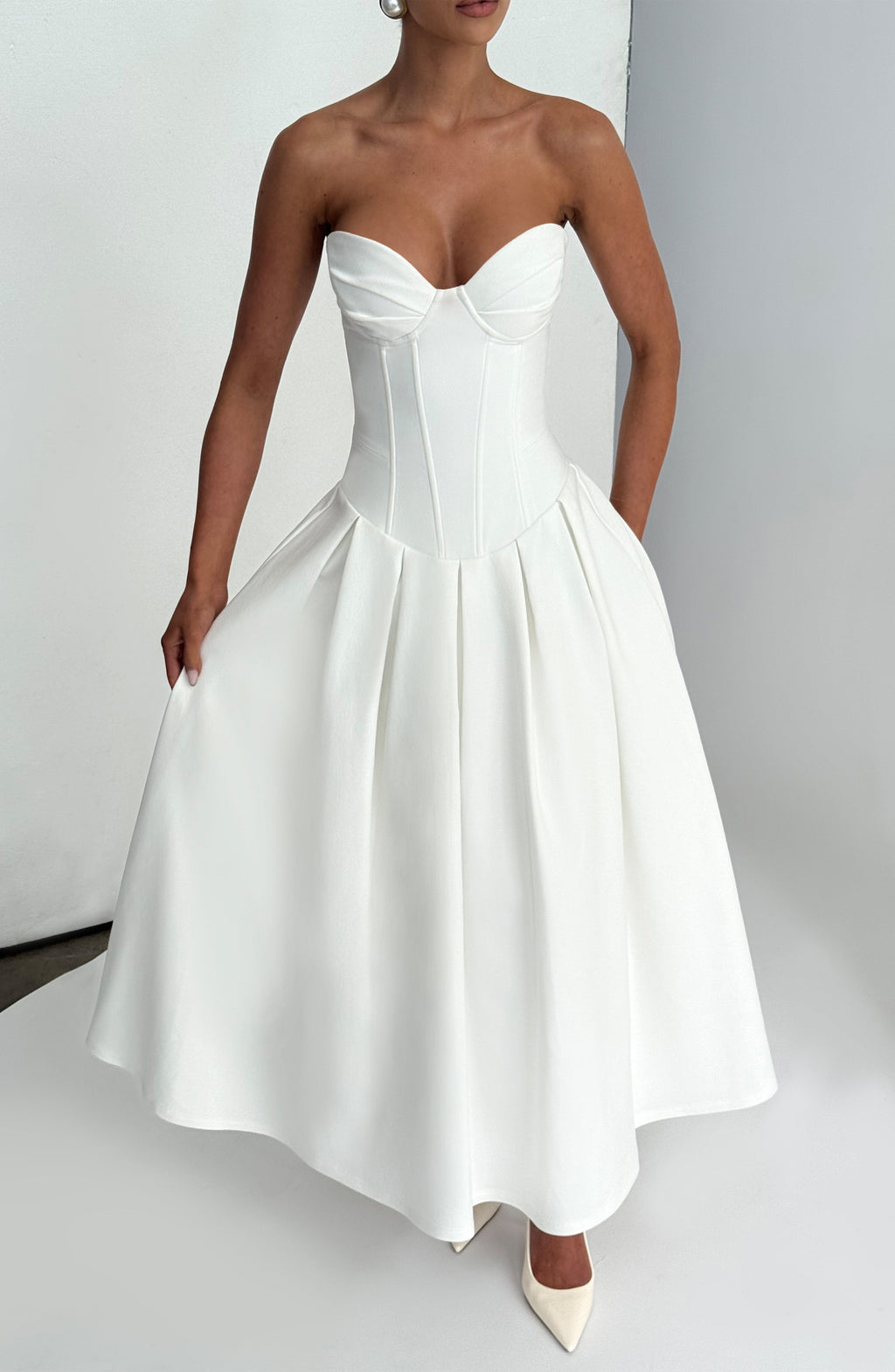 Salma Midi Dress - Ivory - Napalia