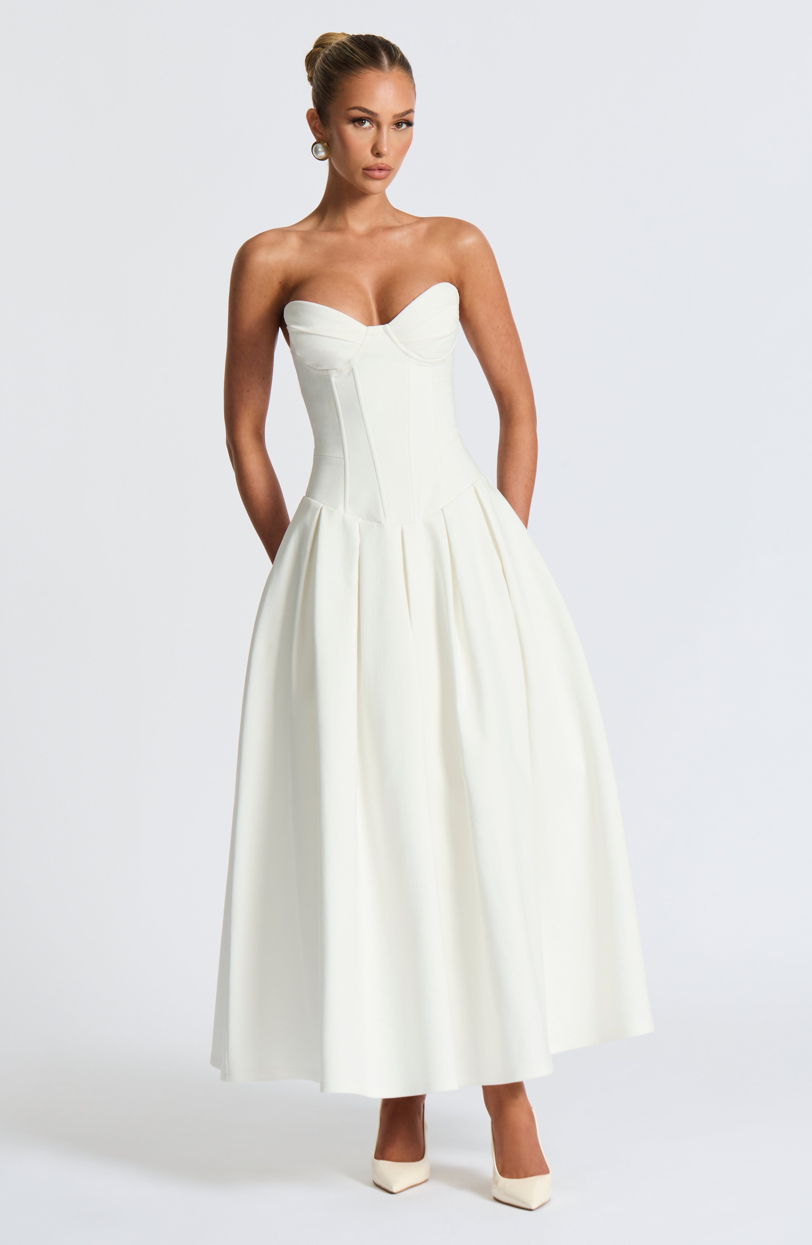 Salma Midi Dress - Ivory - Napalia