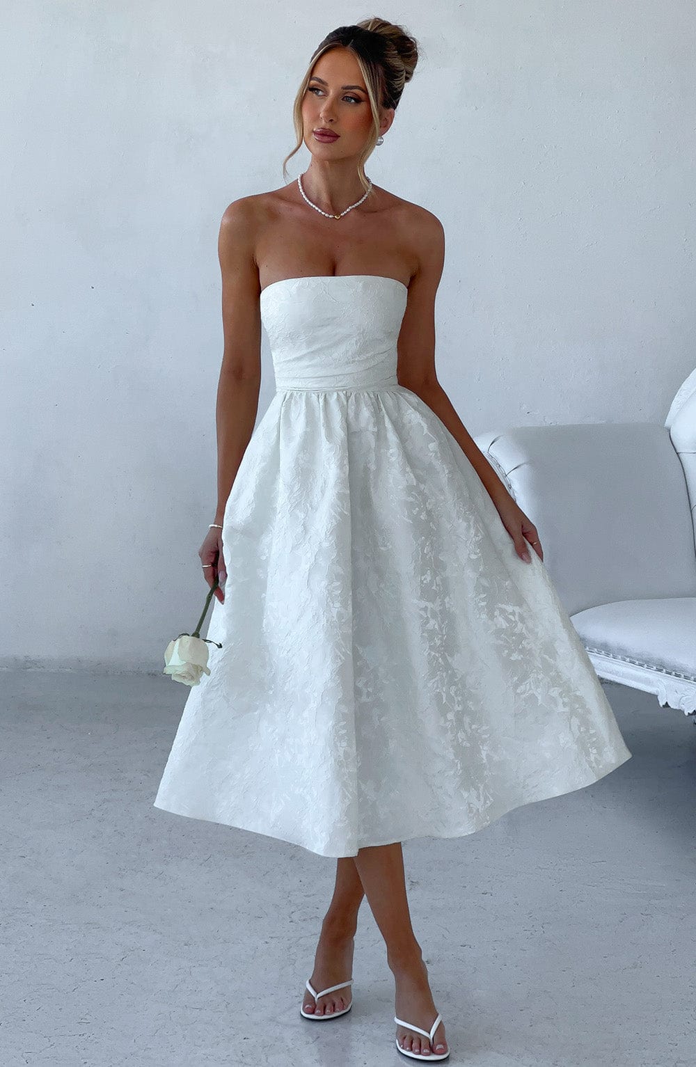 Saoirse Midi Dress - Ivory - Napalia