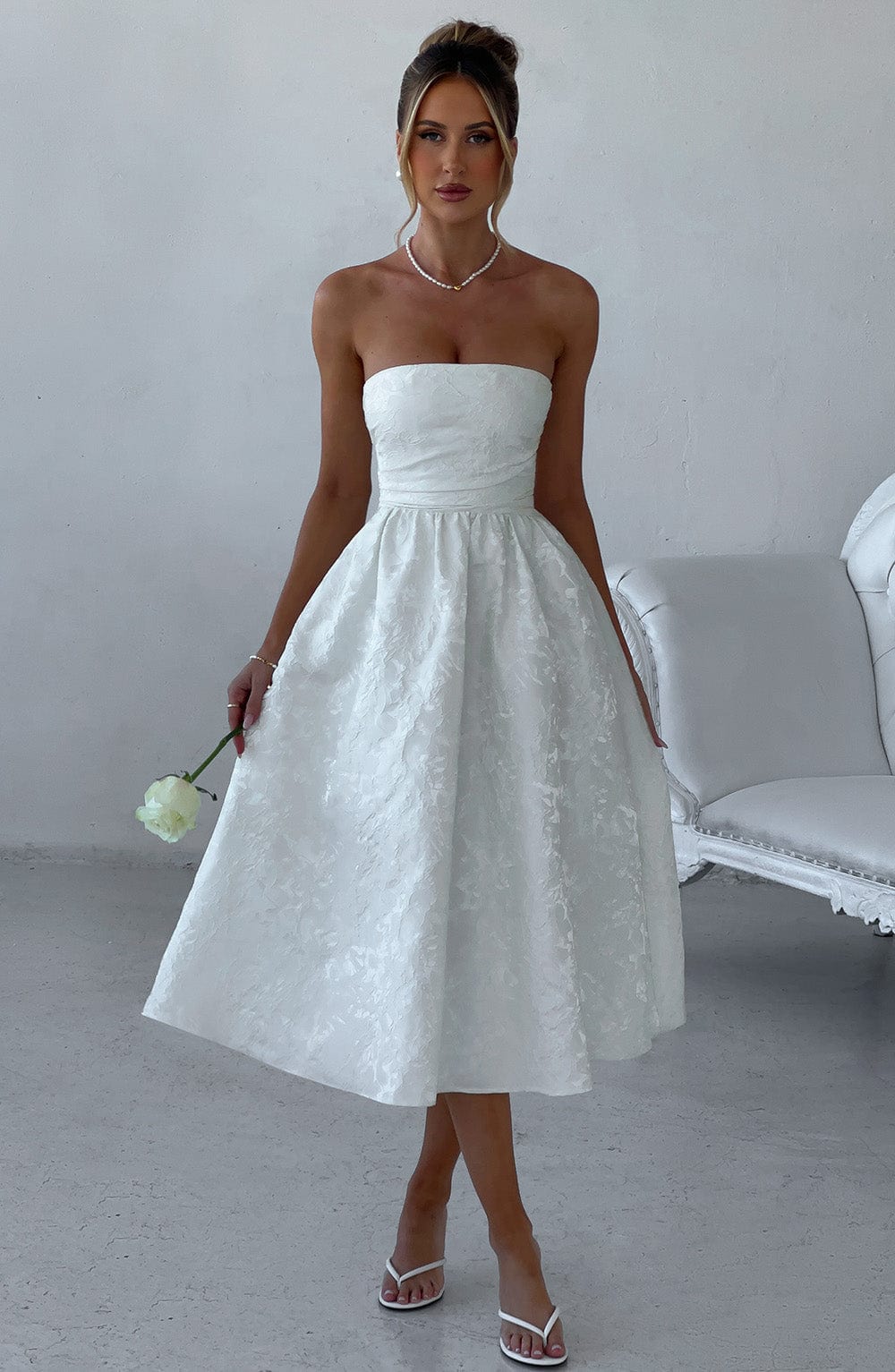 Saoirse Midi Dress - Ivory - Napalia