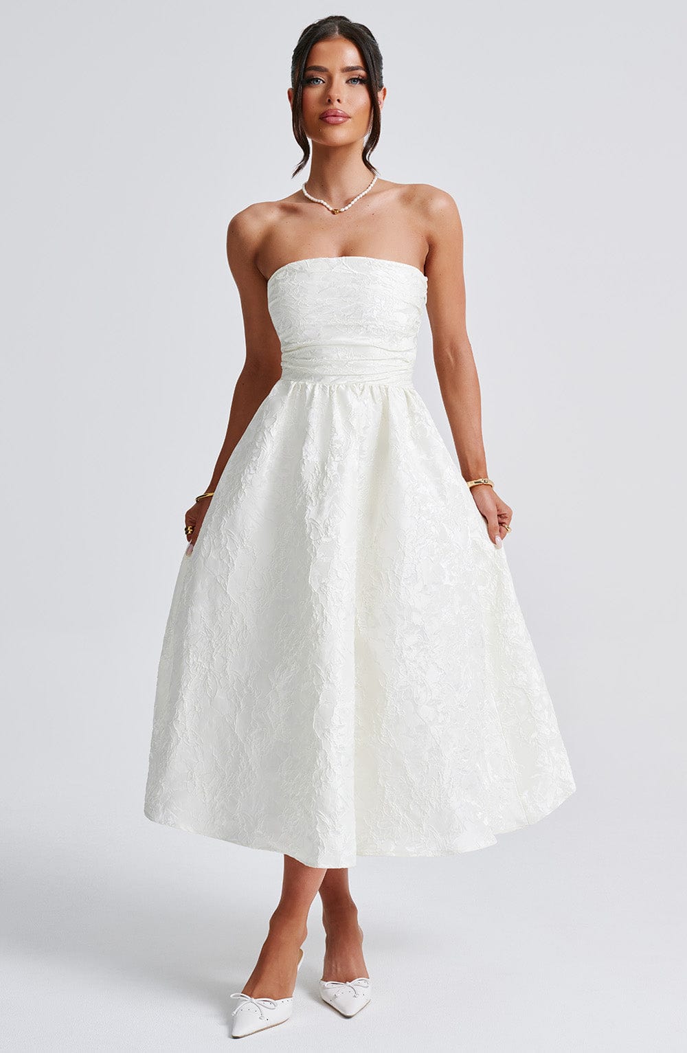 Saoirse Midi Dress - Ivory - Napalia