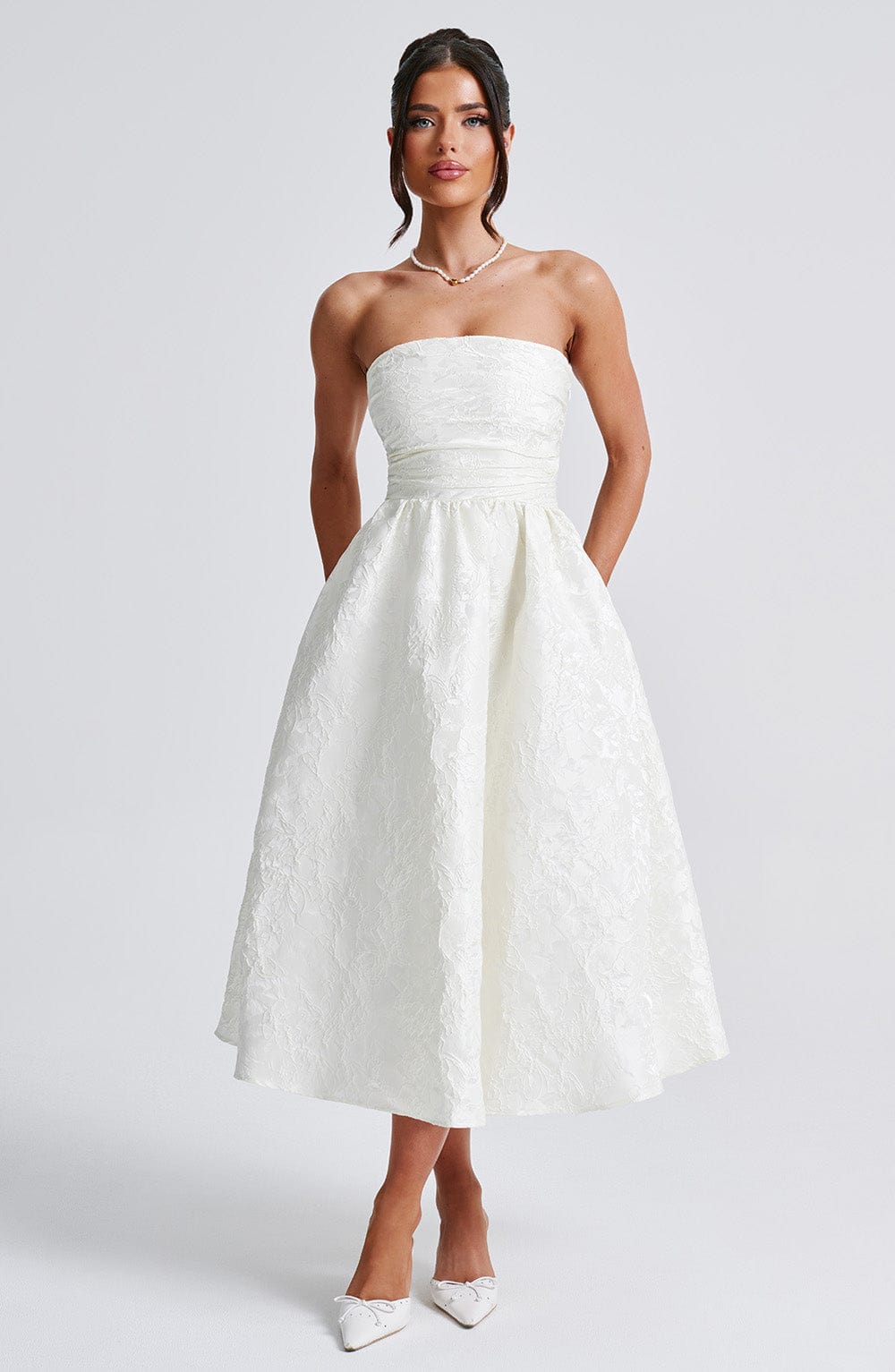 Saoirse Midi Dress - Ivory - Napalia