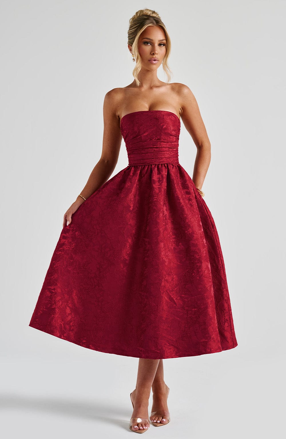 Saoirse Midi Dress - Red - Napalia