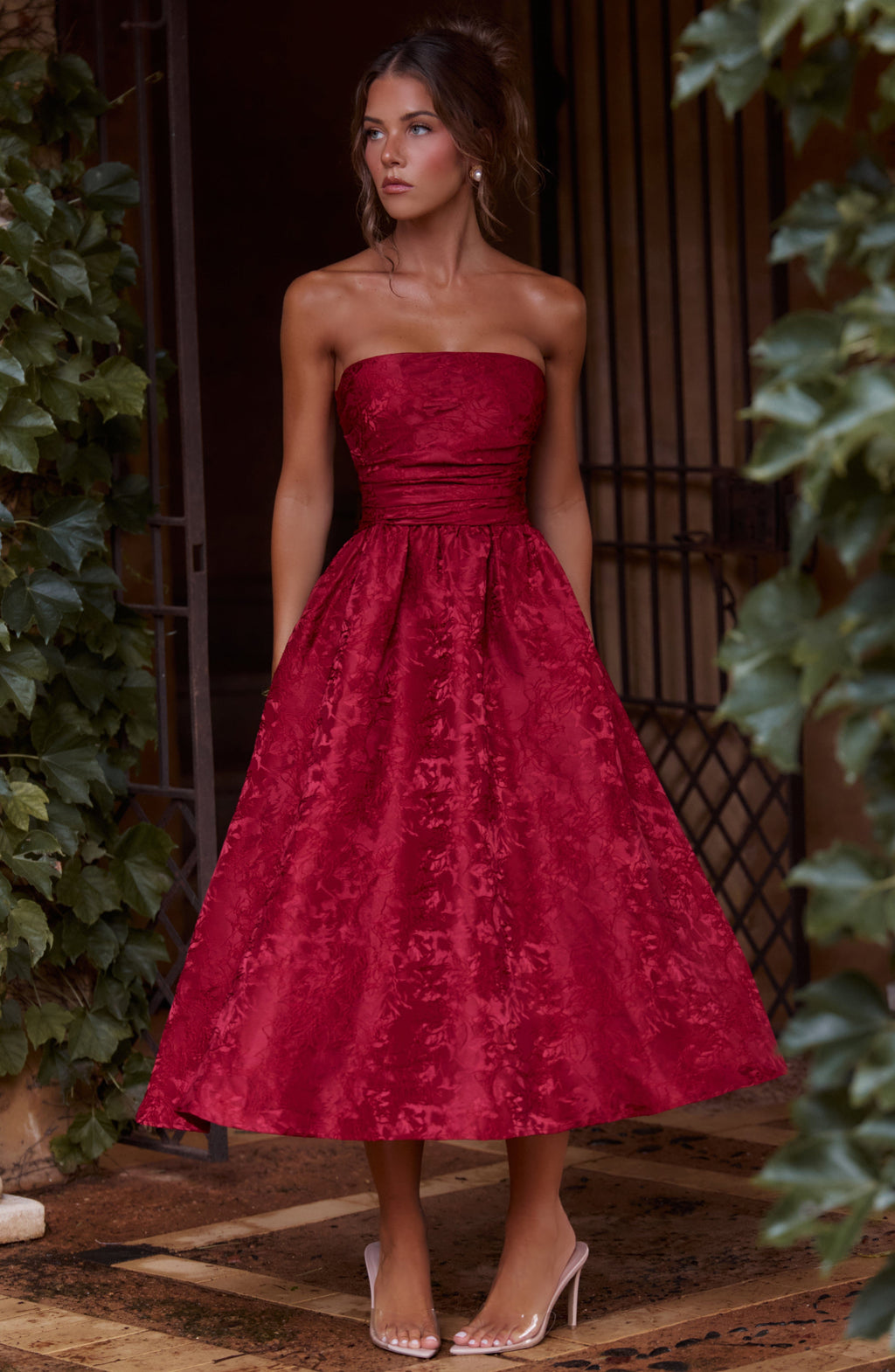 Saoirse Midi Dress - Red - Napalia