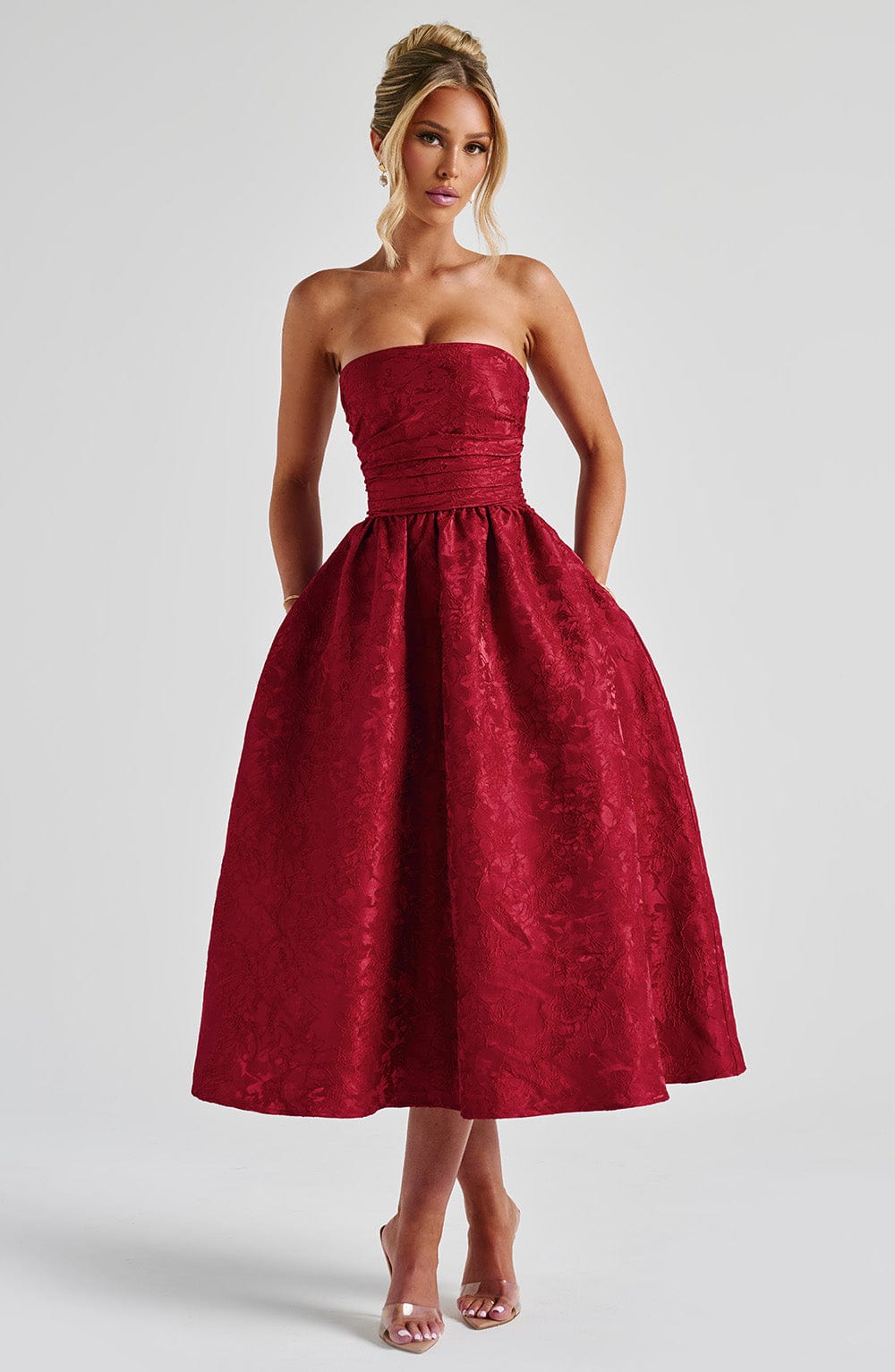 Saoirse Midi Dress - Red - Napalia