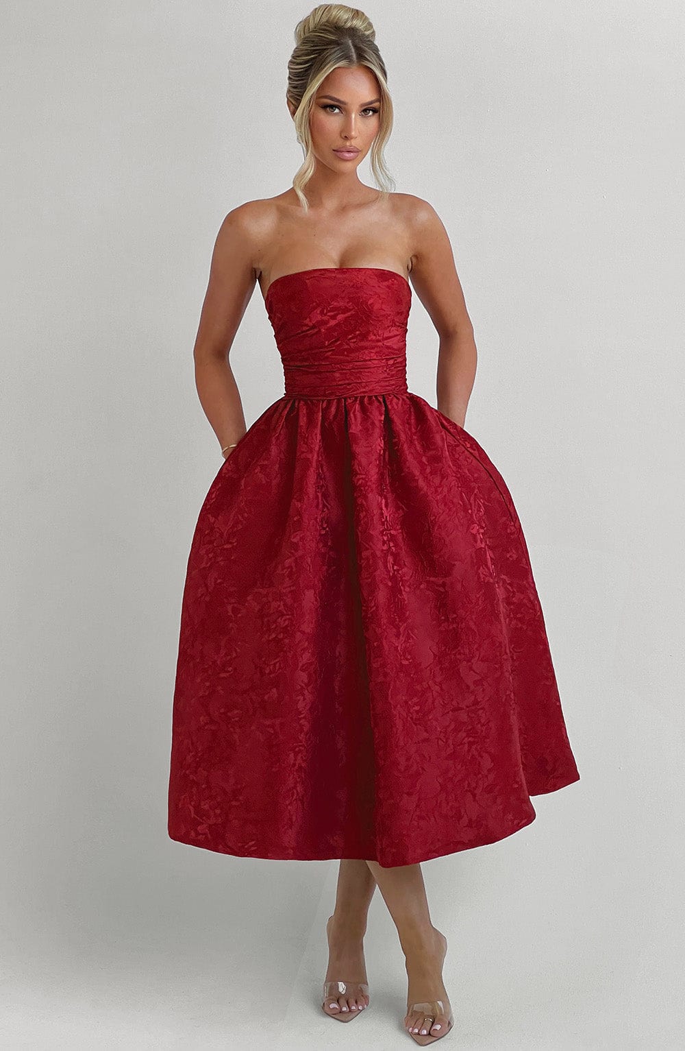 Saoirse Midi Dress - Red - Napalia