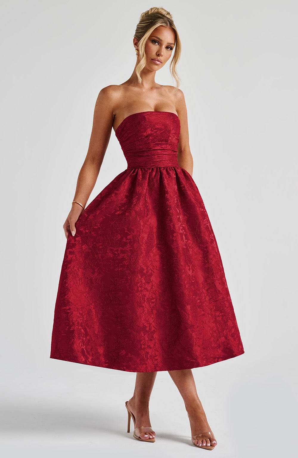 Saoirse Midi Dress - Red - Napalia