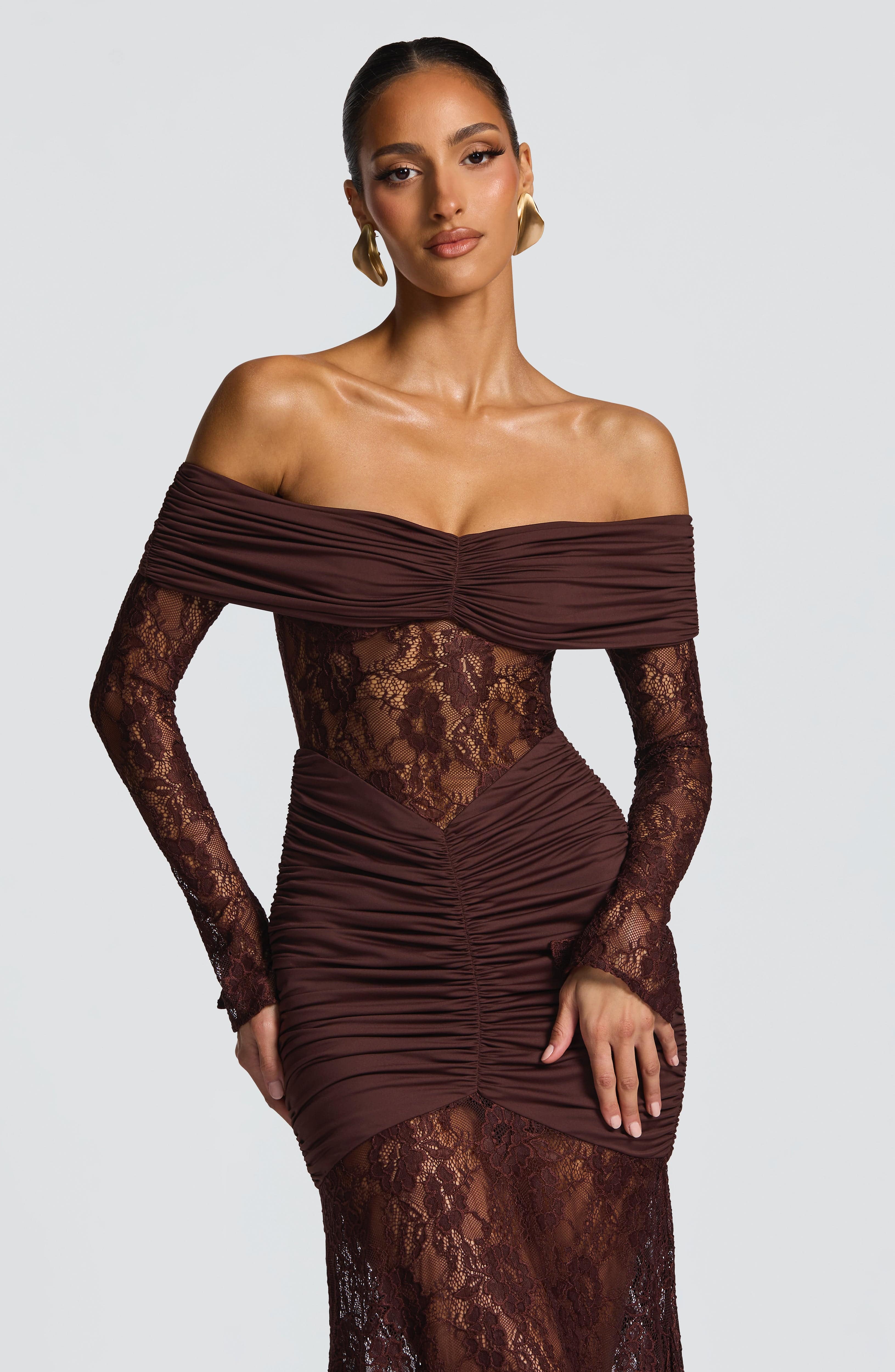 Sauline Maxi Dress - Plum Brown - Napalia