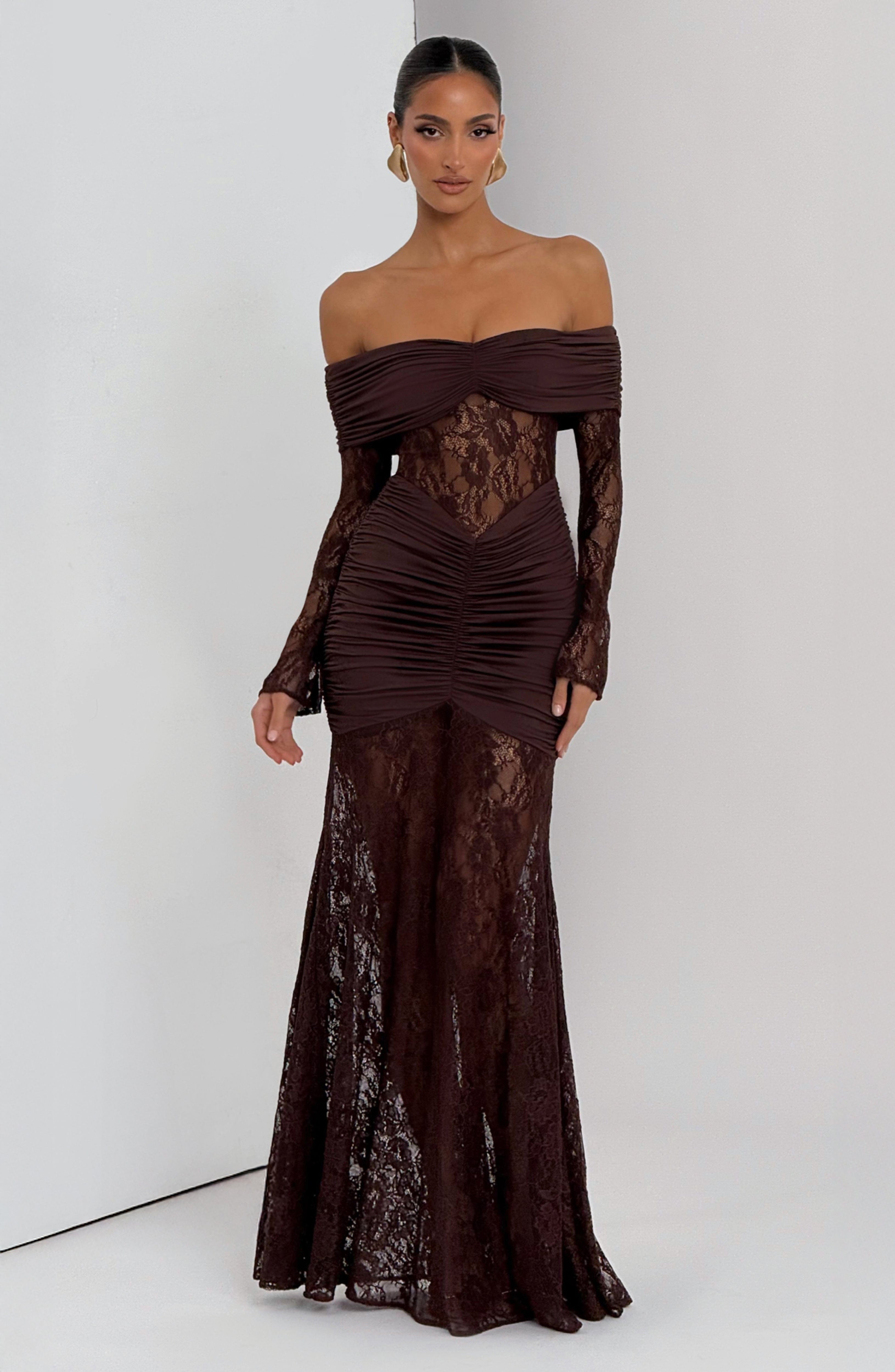 Sauline Maxi Dress - Plum Brown - Napalia