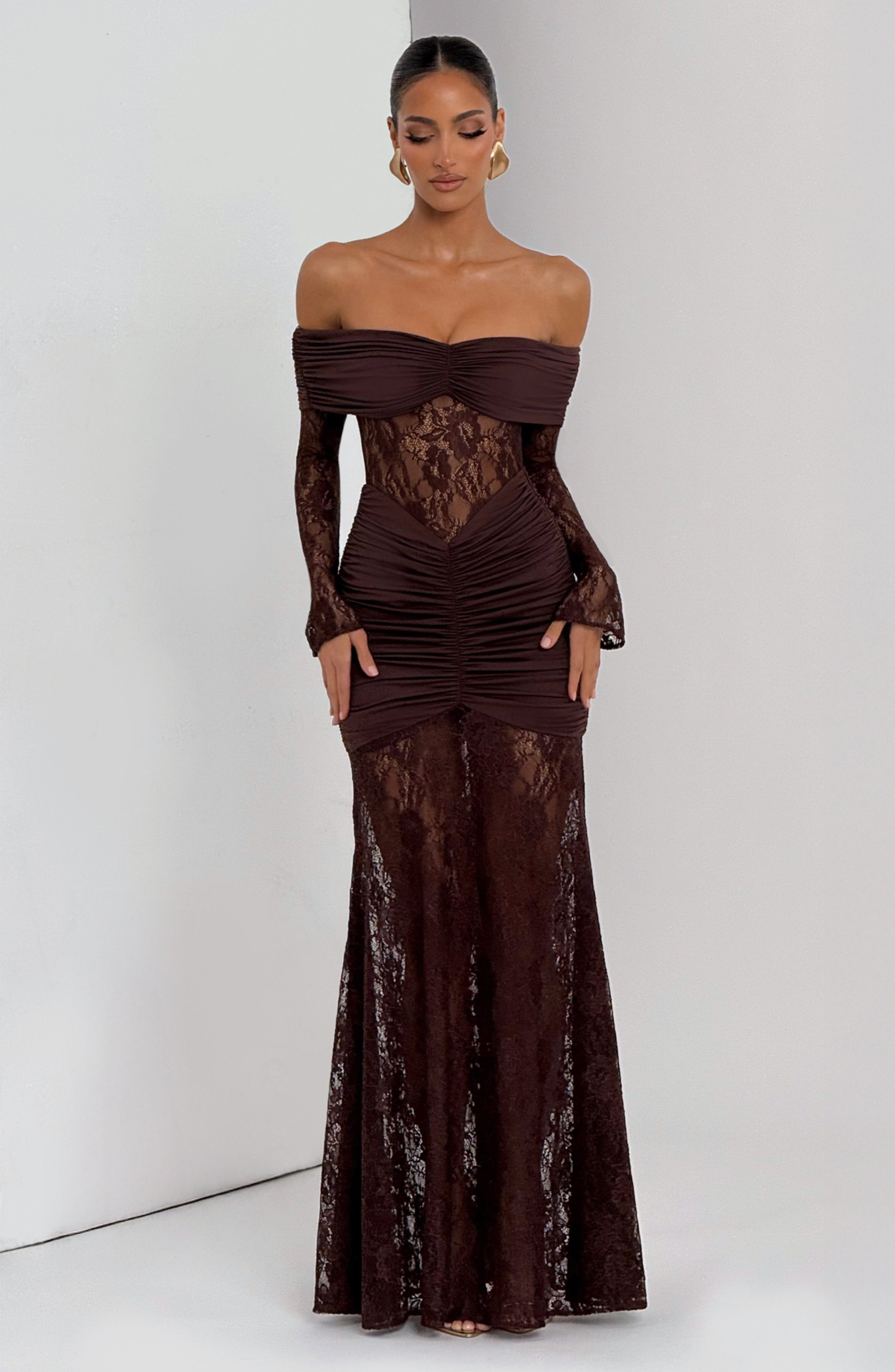 Sauline Maxi Dress - Plum Brown - Napalia