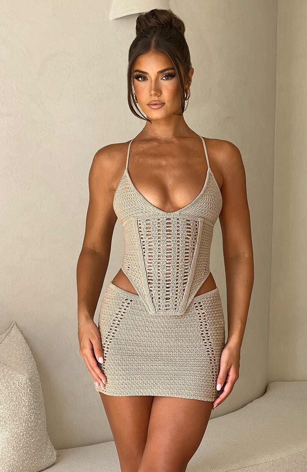 Selma Mini Skirt - Beige - Napalia
