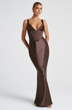 Shae Maxi Dress - Plum Brown - Napalia