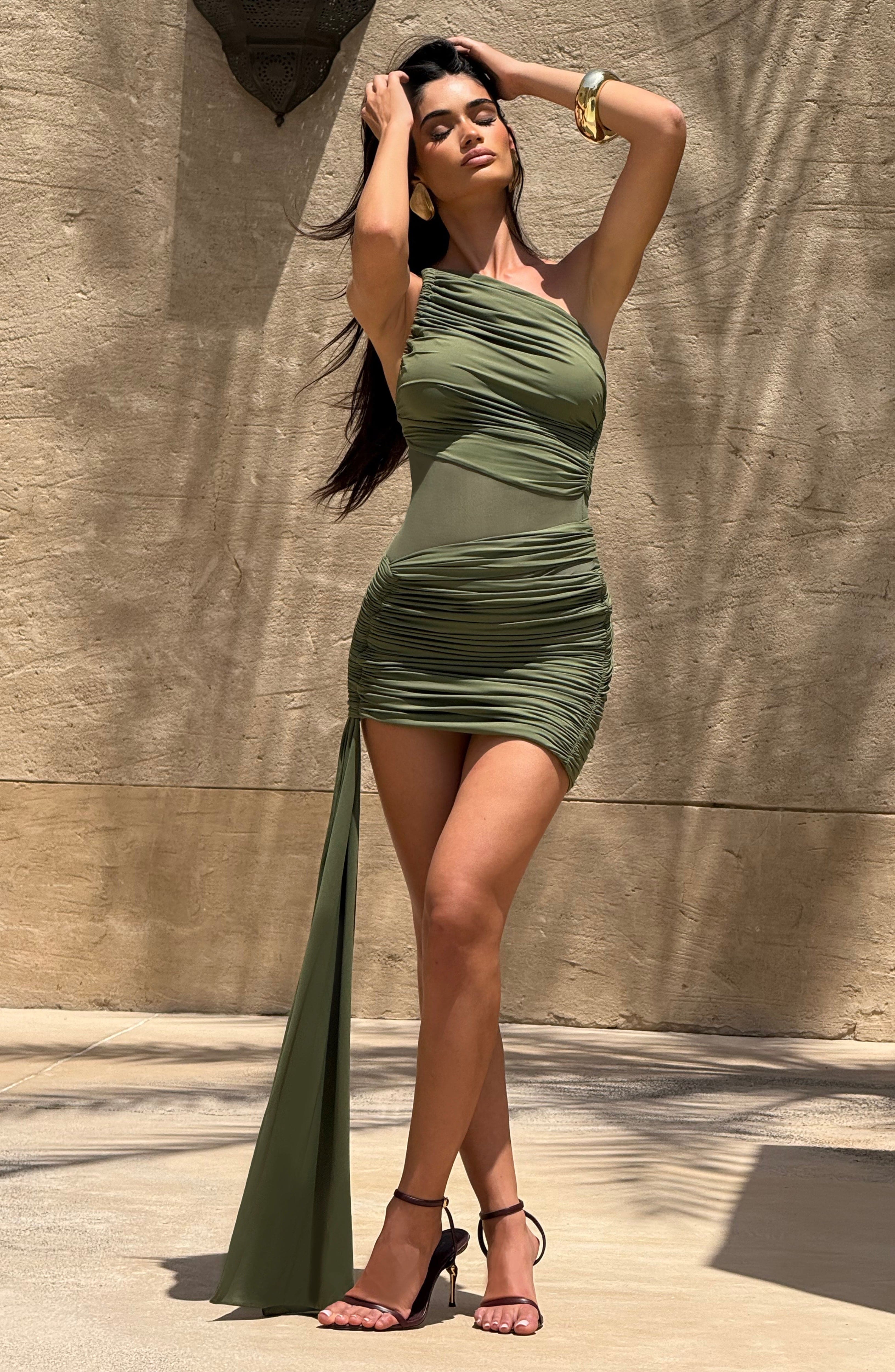 Shazia Mini Dress - Khaki - Napalia