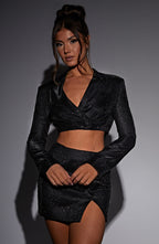 Stefania Cropped Jacket - Black Sparkle - Napalia