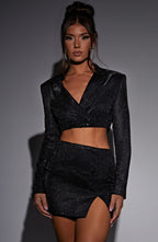 Stefania Cropped Jacket - Black Sparkle - Napalia