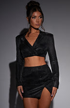Stefania Cropped Jacket - Black Sparkle - Napalia