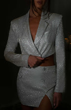 Stefania Cropped Jacket - White Gold Sparkle - Napalia