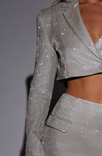 Stefania Cropped Jacket - White Gold Sparkle - Napalia