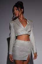 Stefania Cropped Jacket - White Gold Sparkle - Napalia
