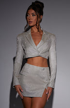 Stefania Cropped Jacket - White Gold Sparkle - Napalia
