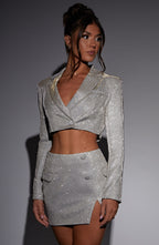 Stefania Mini Skirt - White Gold Sparkle - Napalia