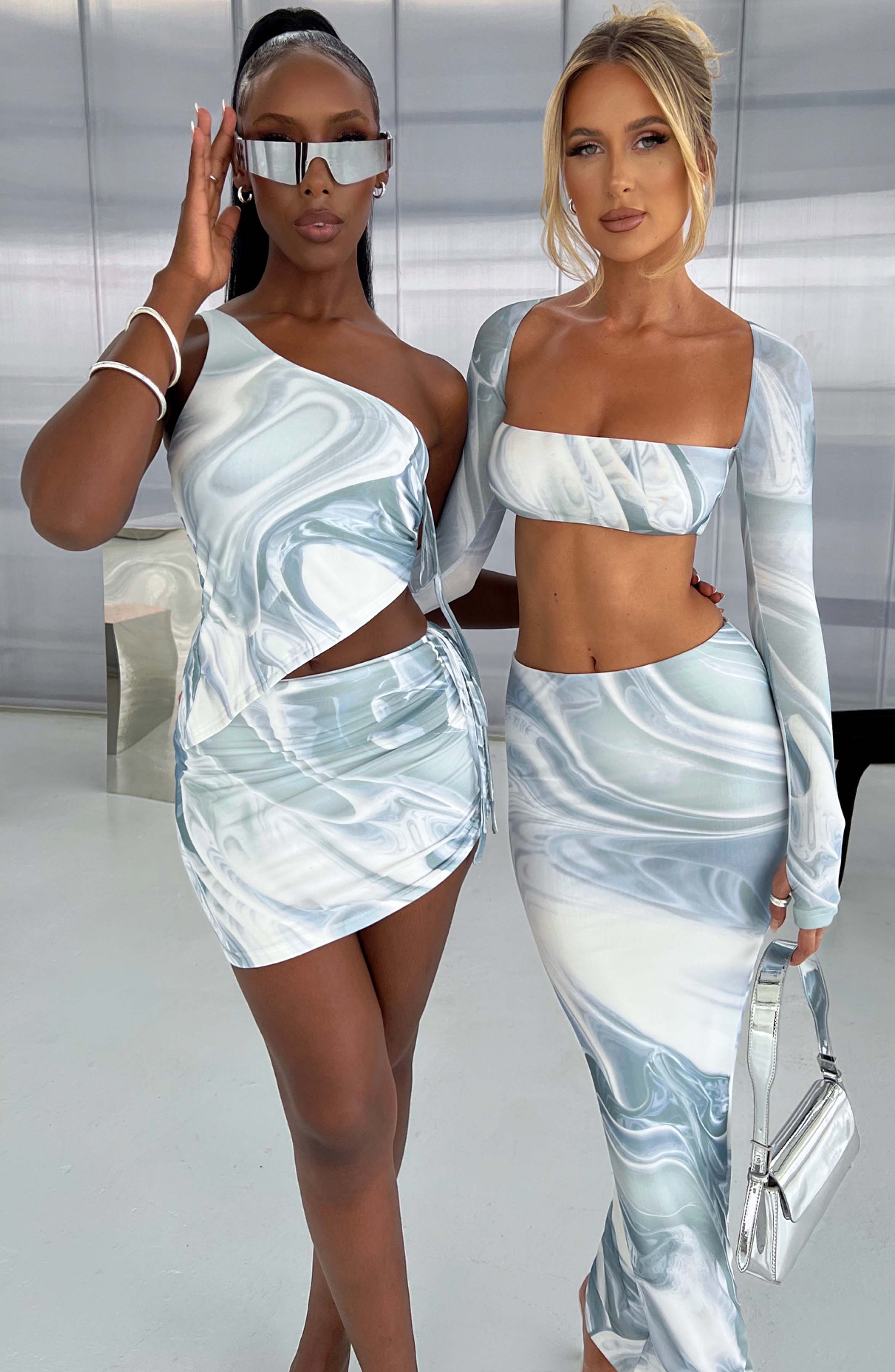 Stormi Top - Grey Haze Print - Napalia