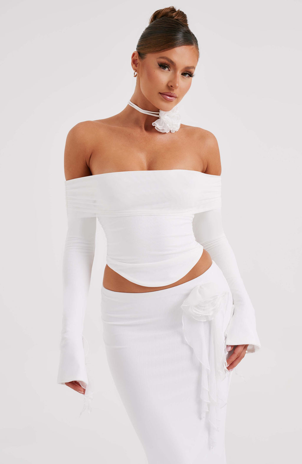 Tilli Floral Neck Tie - Ivory - Napalia