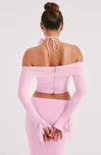 Tilli Floral Neck Tie - Pink - Napalia