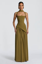 Tullulah Maxi Dress - Deep Olive - Napalia