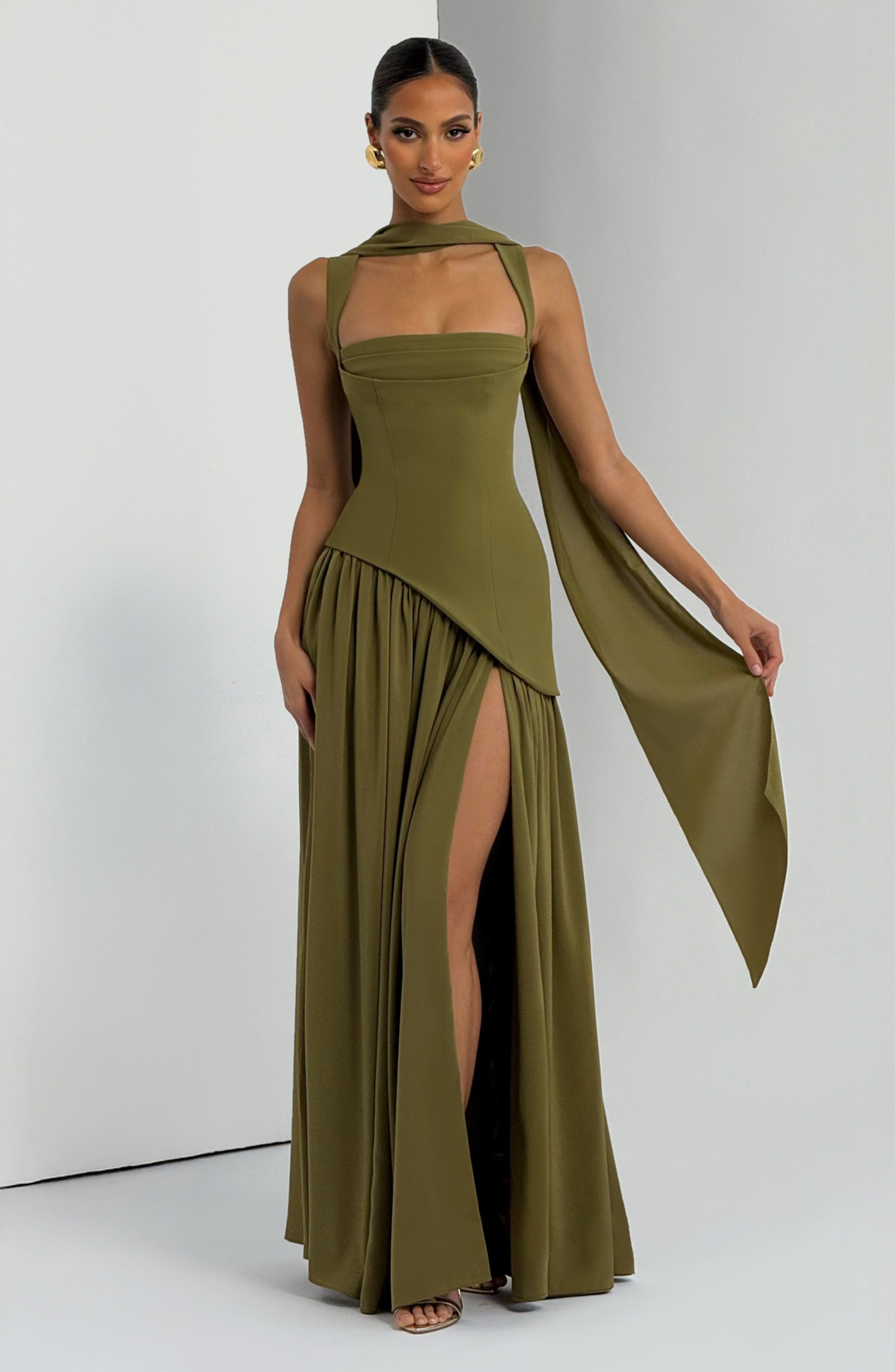 Tullulah Maxi Dress - Deep Olive - Napalia