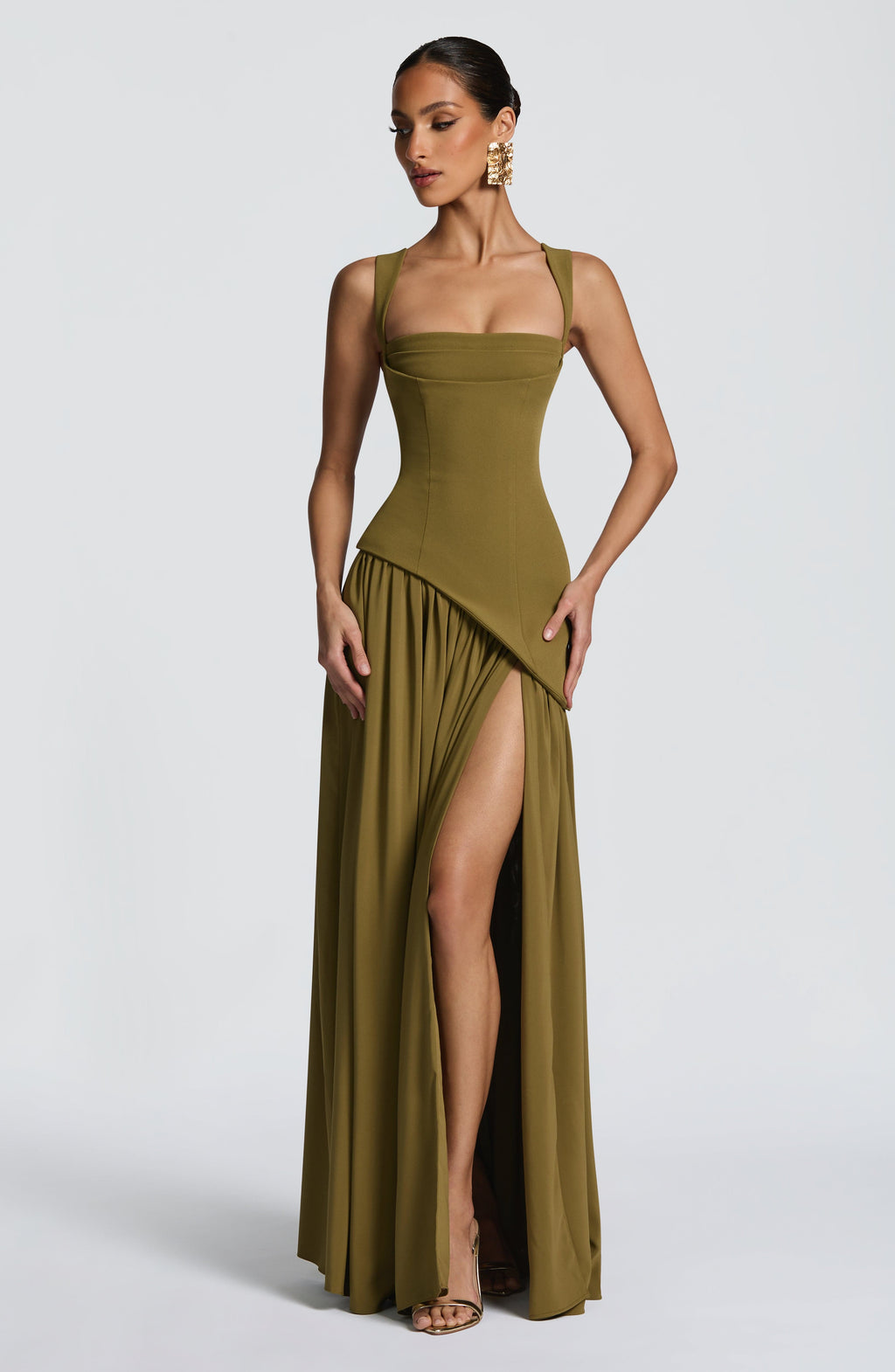 Tullulah Maxi Dress - Deep Olive - Napalia