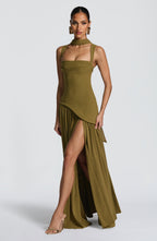 Tullulah Maxi Dress - Deep Olive - Napalia