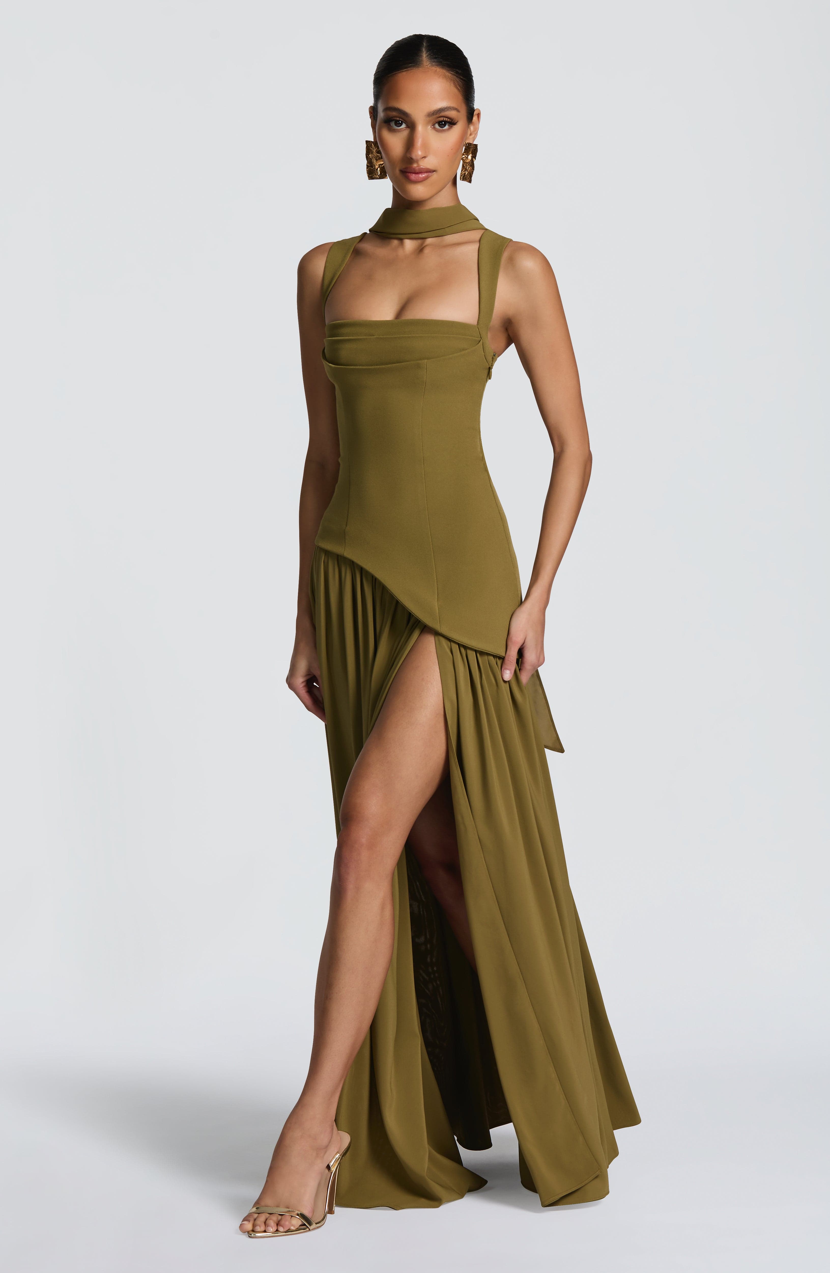 Tullulah Maxi Dress - Deep Olive - Napalia
