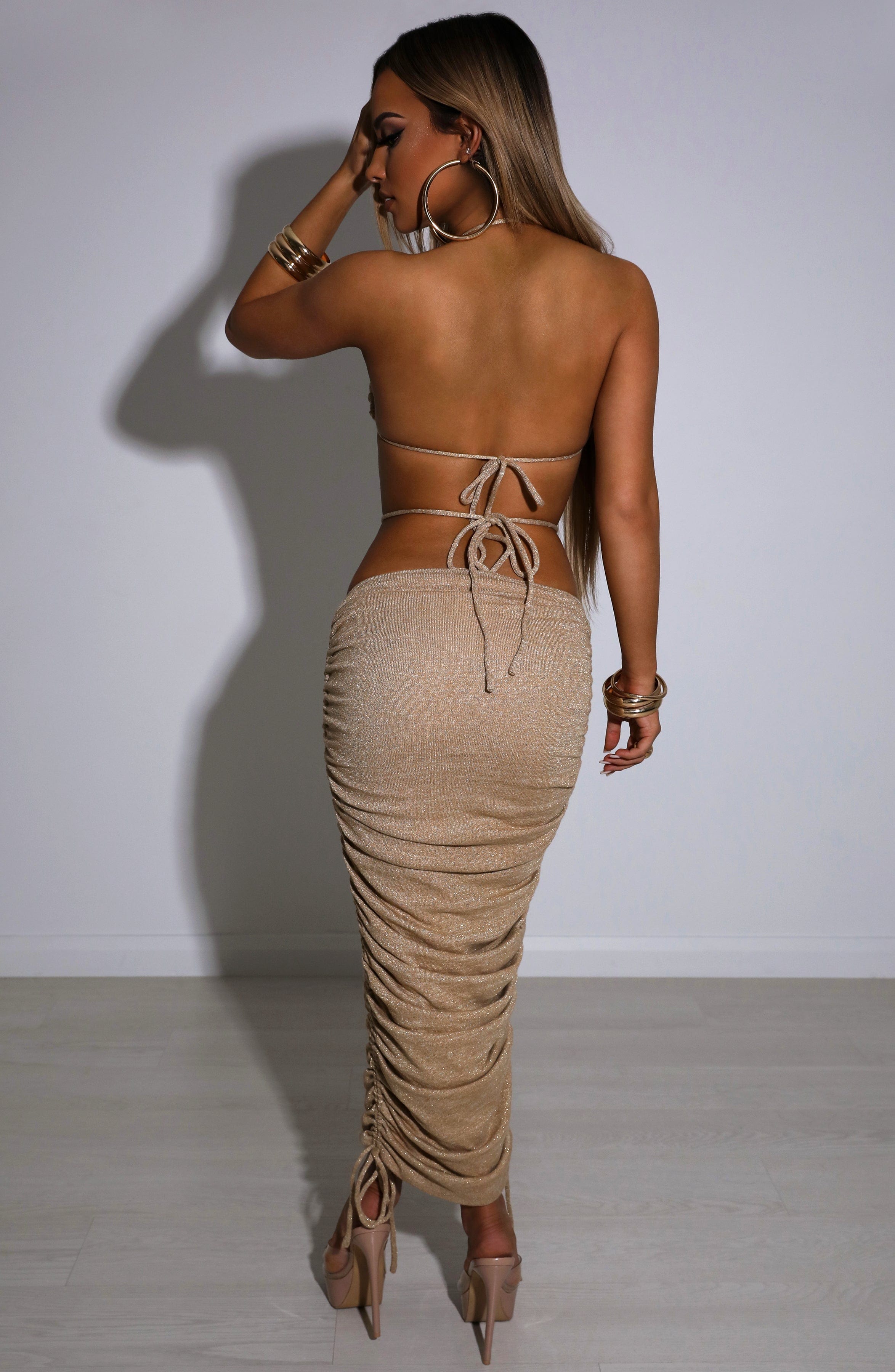 Valencia Maxi Skirt - Gold Sparkle - Napalia