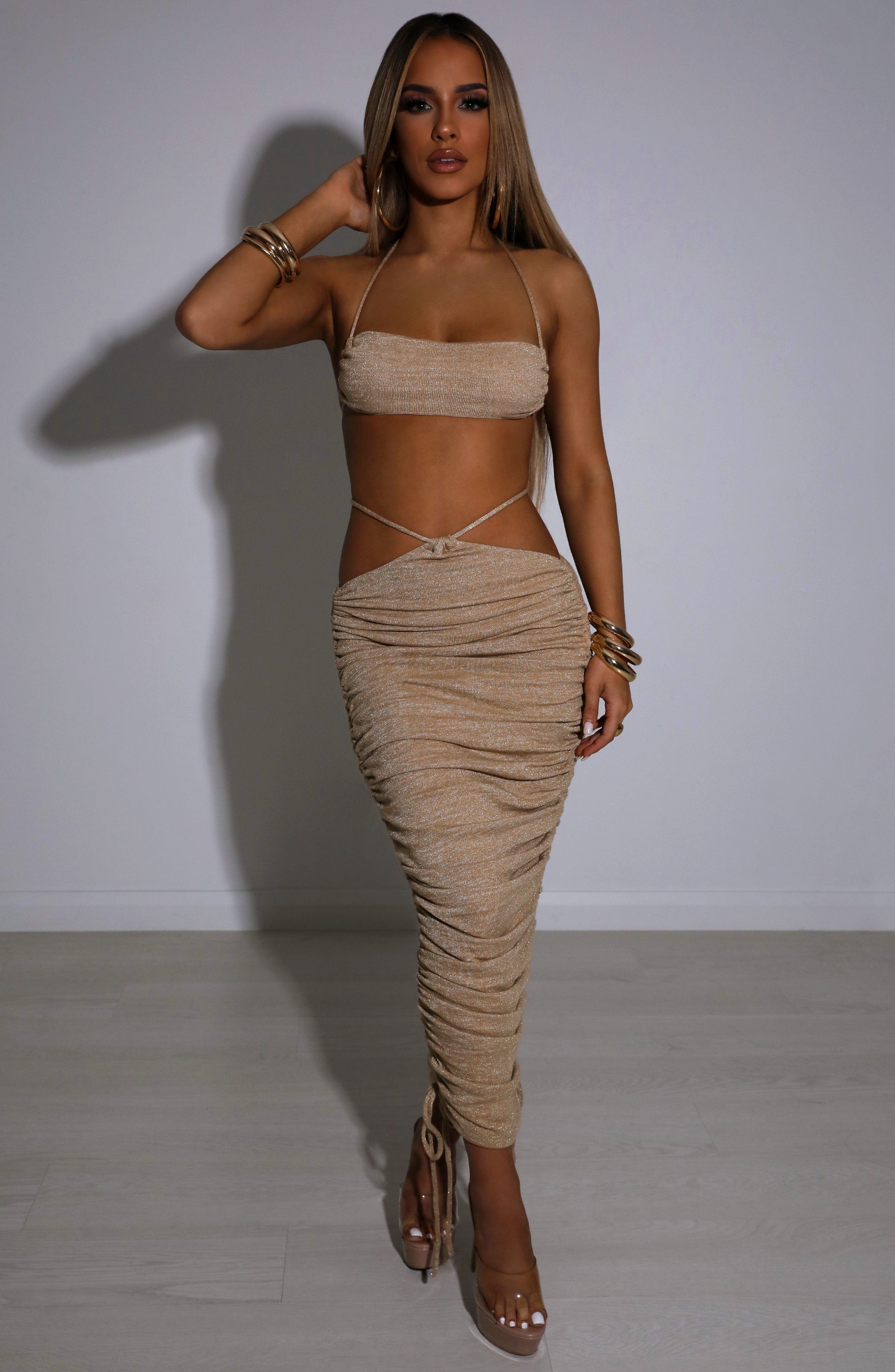 Valencia Maxi Skirt - Gold Sparkle - Napalia