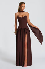Vietta Maxi Dress - Plum Brown - Napalia