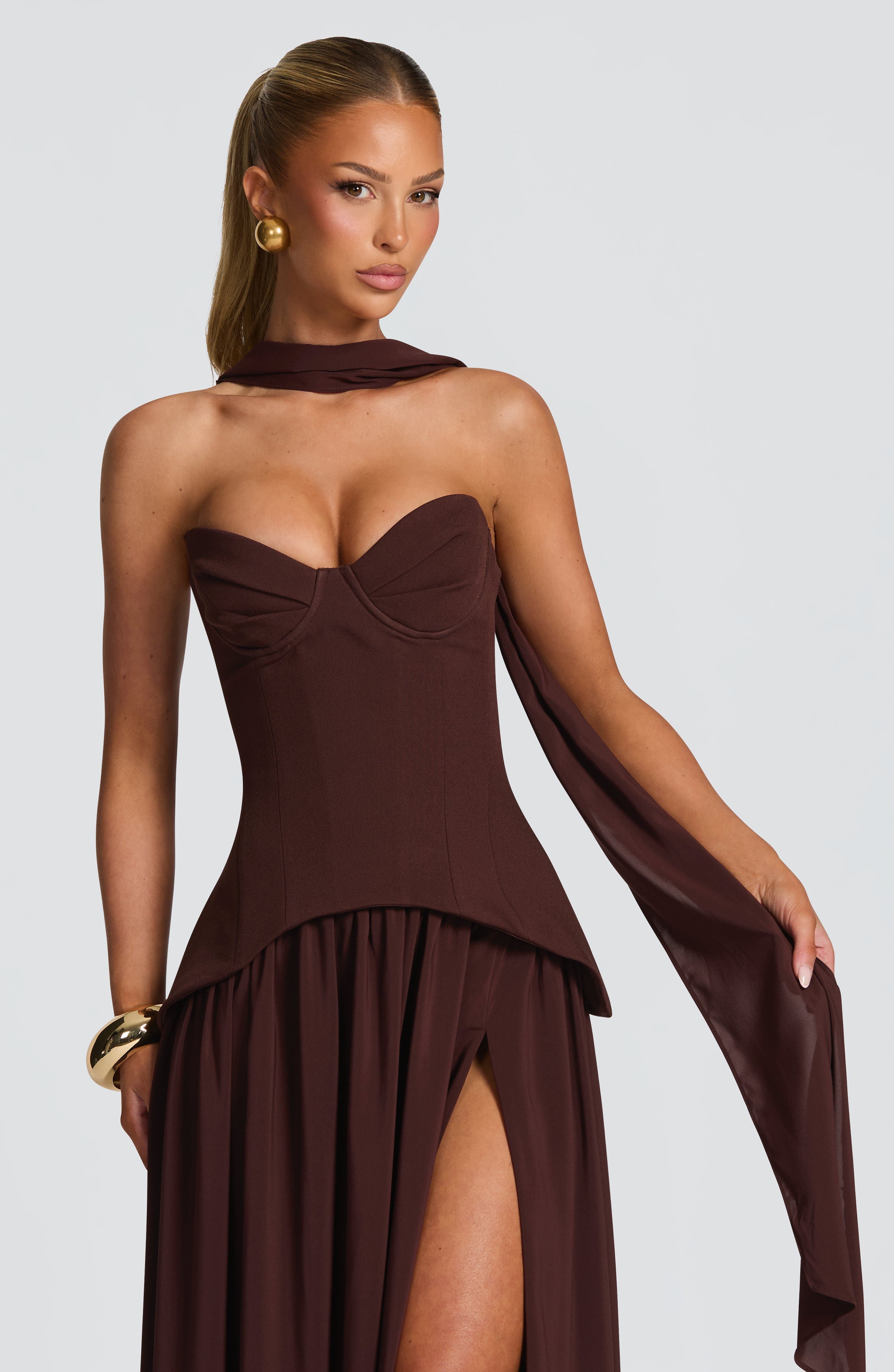 Vietta Maxi Dress - Plum Brown - Napalia