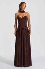 Vietta Maxi Dress - Plum Brown - Napalia