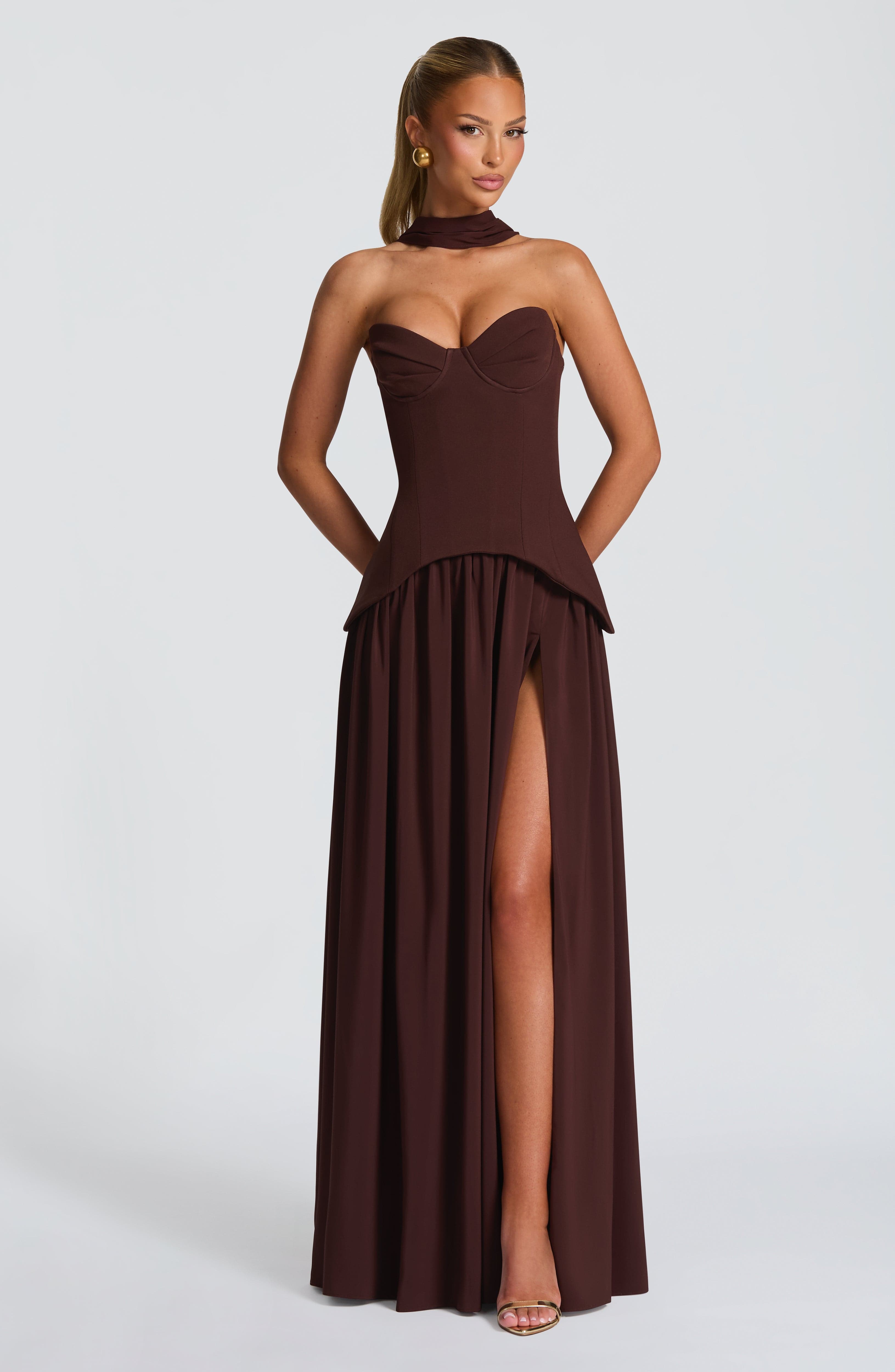 Vietta Maxi Dress - Plum Brown - Napalia