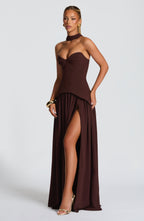 Vietta Maxi Dress - Plum Brown - Napalia