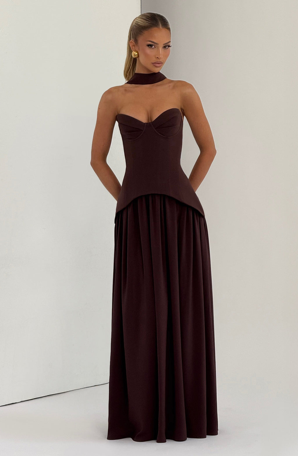 Vietta Maxi Dress - Plum Brown - Napalia