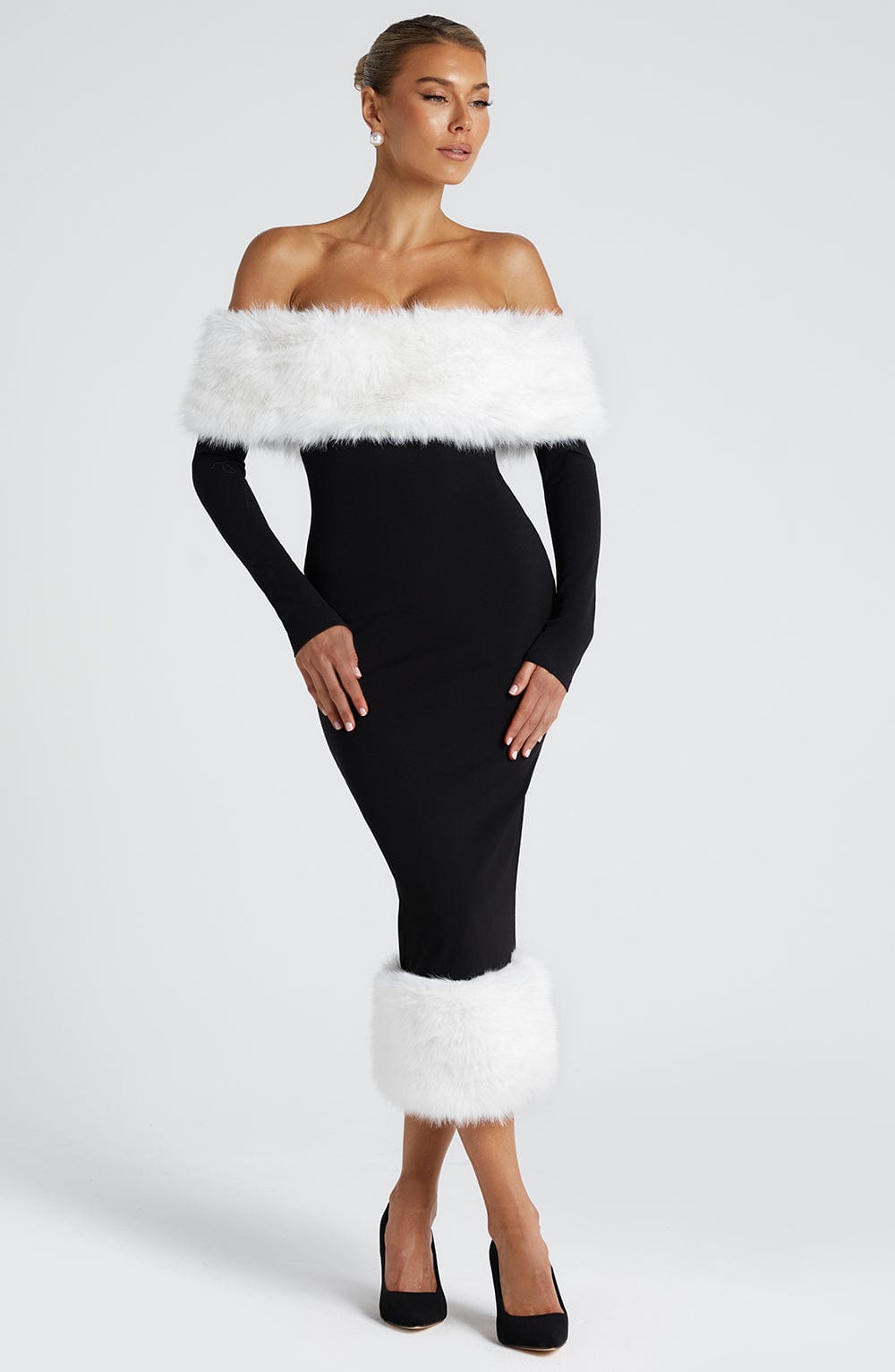 Vittoria Midi Dress - Black/White - Napalia