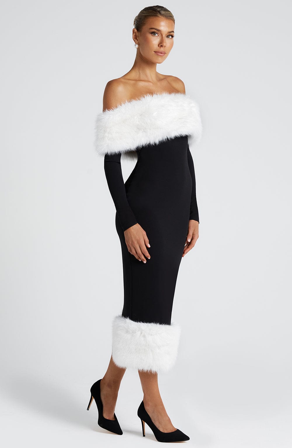 Vittoria Midi Dress - Black/White - Napalia