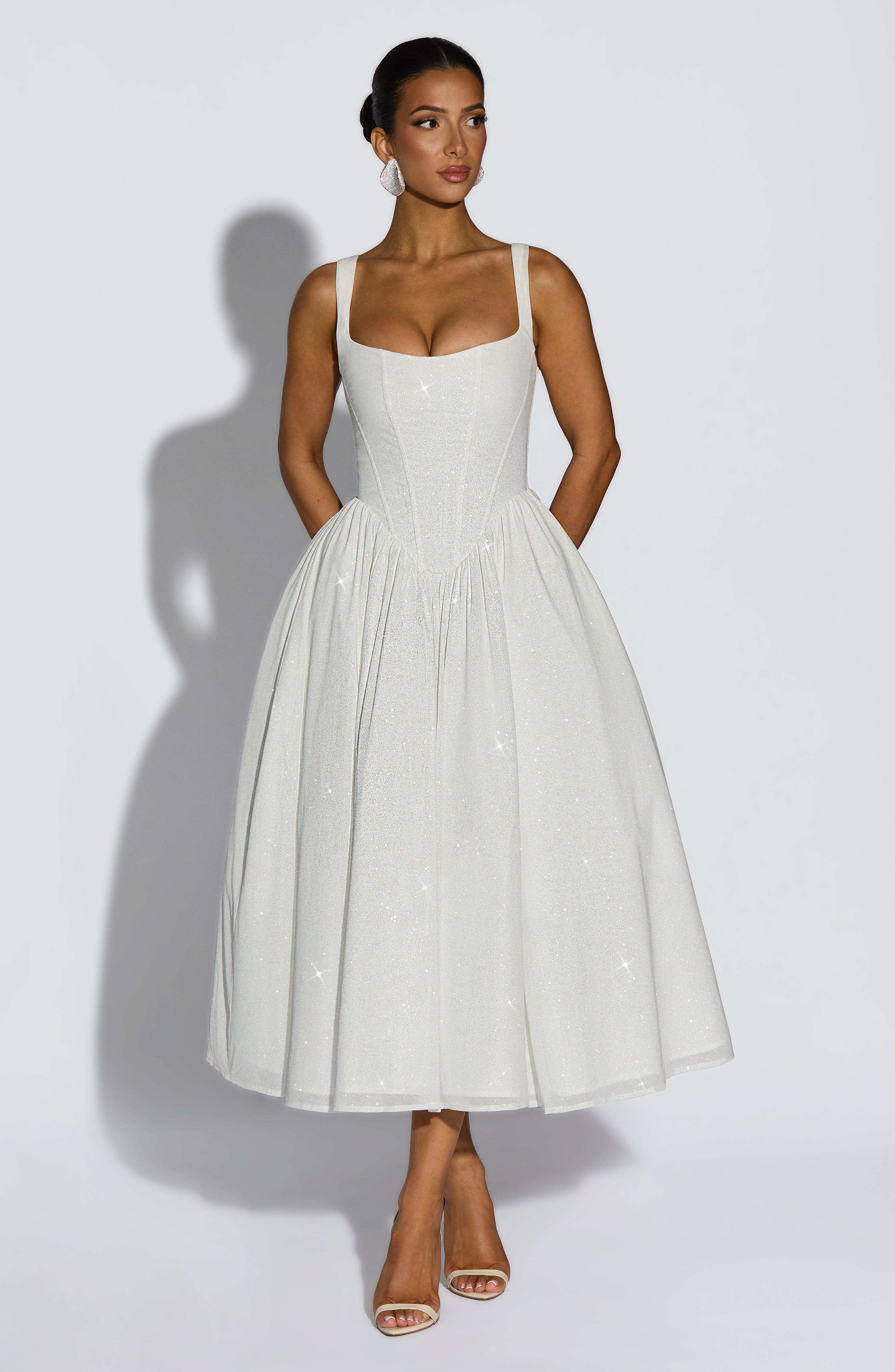 Vivienne Midi Dress - Ivory Sparkle - Napalia
