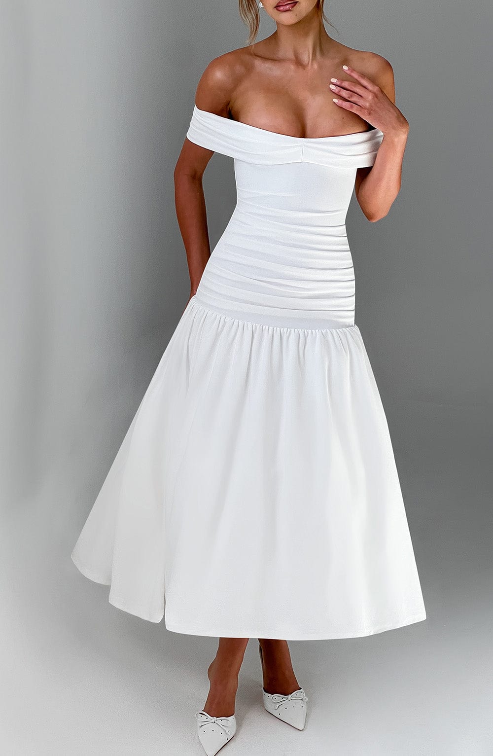 Wilhelmina Midaxi Dress - Ivory - Napalia