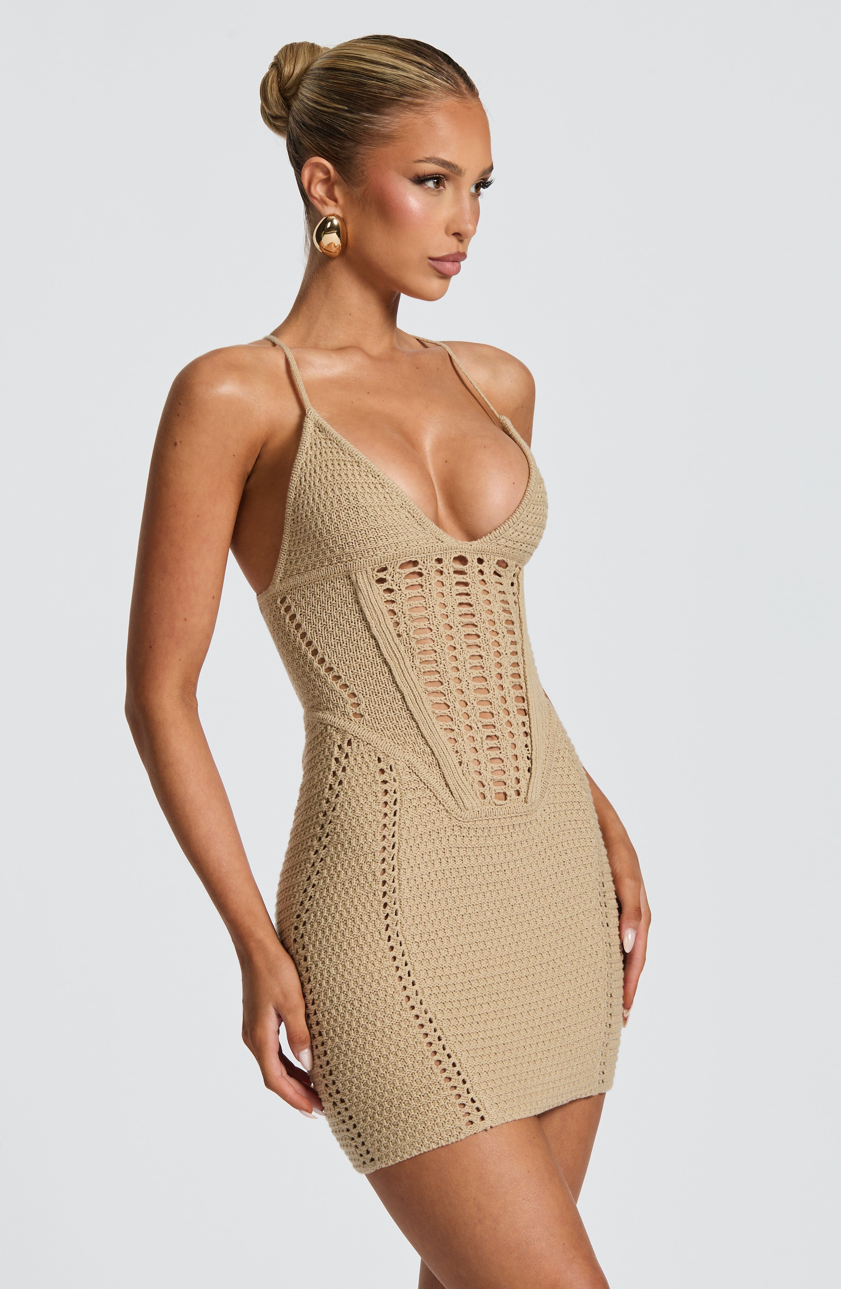 Xanthe Mini Dress - Beige - Napalia